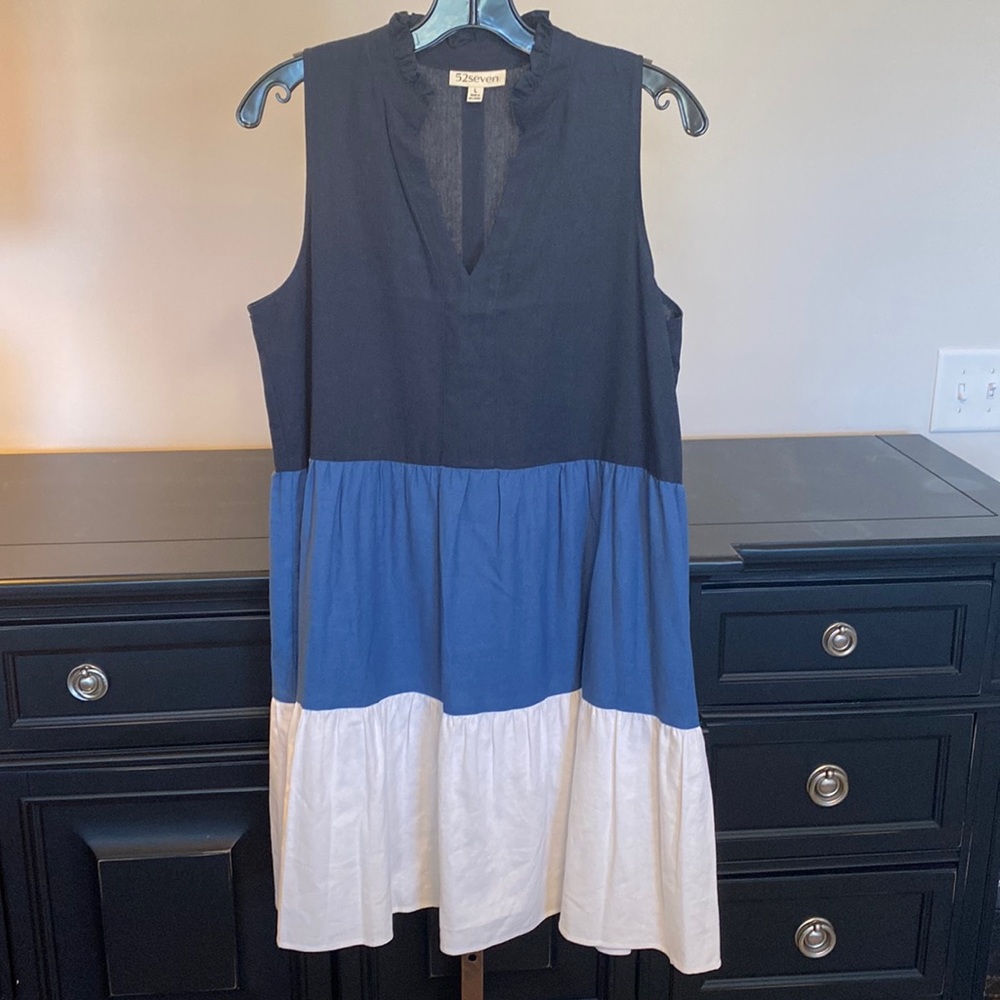 Tri- Color Linen Dress